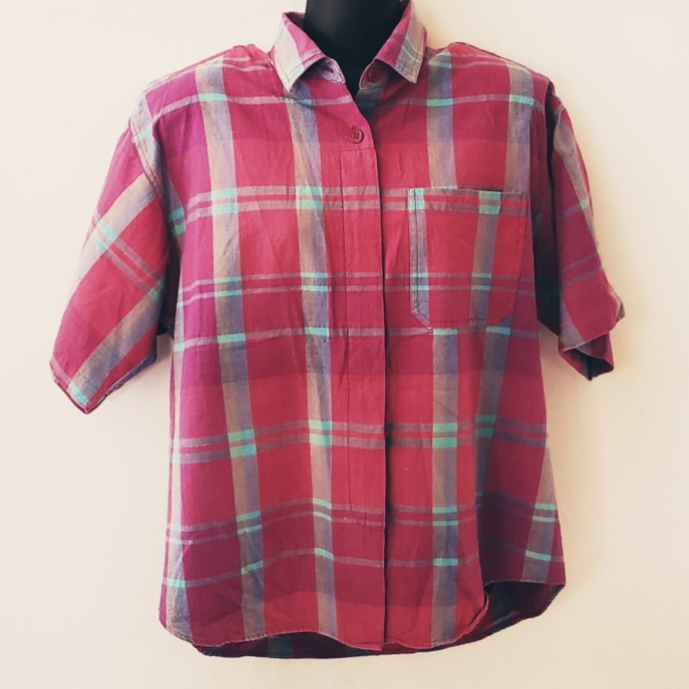 Tangibles Pink/Purple Checked Top L